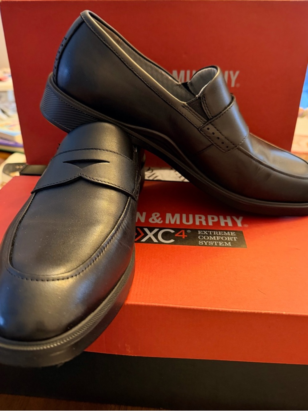Johnston & Murphy Black Maddox Penny Loafers
